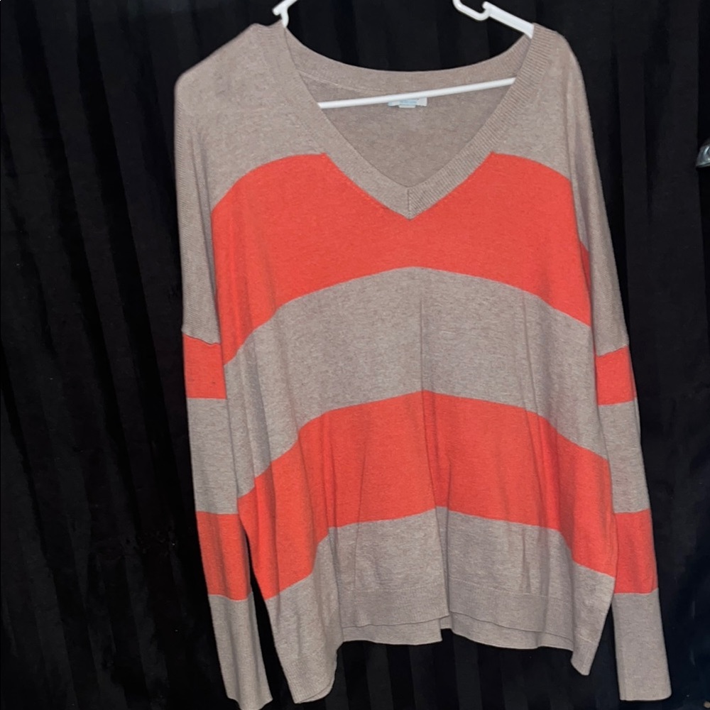 Old Navy Tan and Orange Striped Sweater